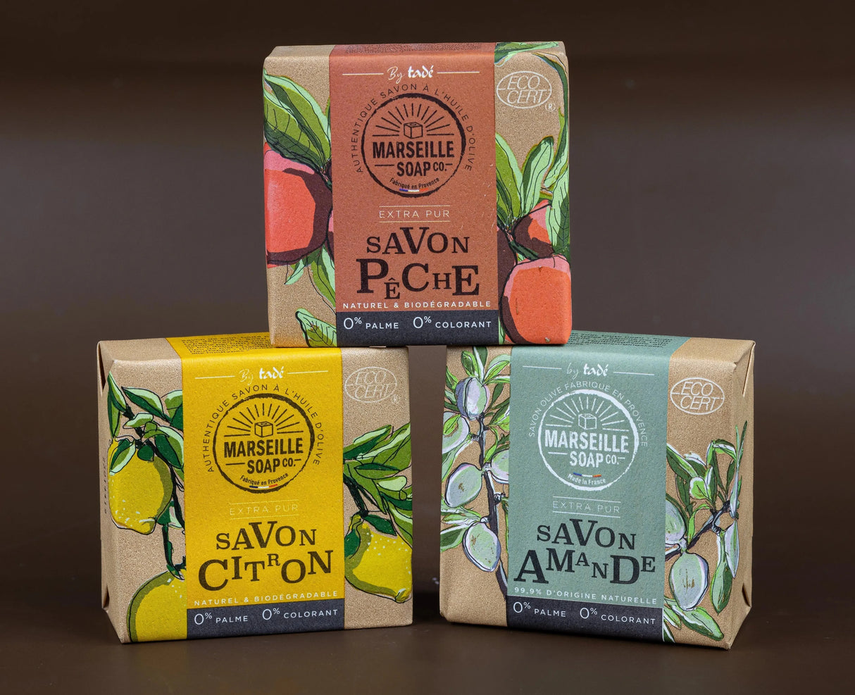 TADÉ PAYS DU LEVANT Peach Marseille Soap with Olive Oil | 100g French Soaps UK