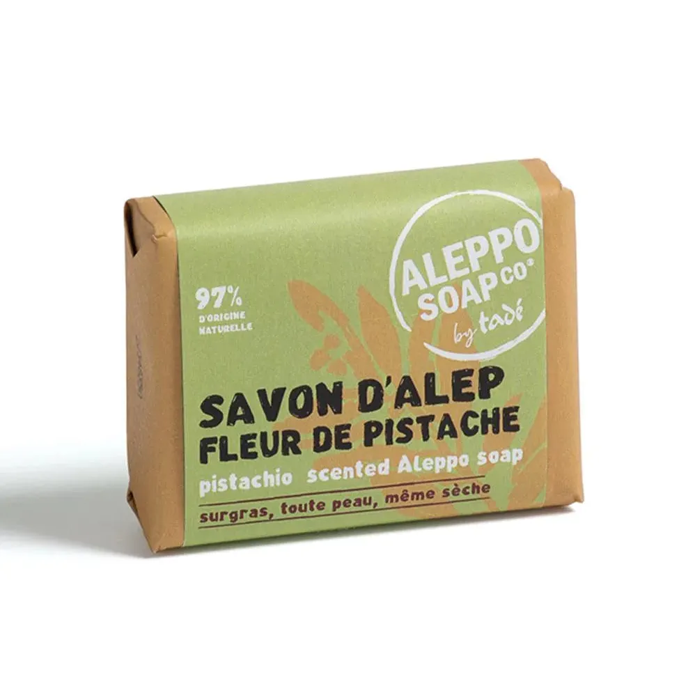 TADÉ PAYS DU LEVANT Pistachio Flower Fragranced Aleppo Soap, for dry and intolerant skin | 100g French Soaps UK