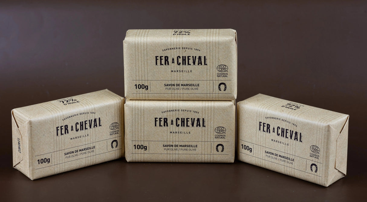 FER A CHEVAL Pure Olive Savonnettes de Marseille, 100g 4 pack French Soaps UK
