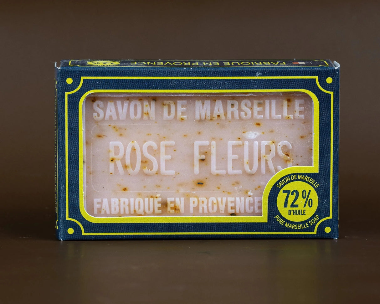 BLEU JAUNE Rose Petal, Exfoliating Marseille Soap with Shea Butter | 100g French Soaps UK
