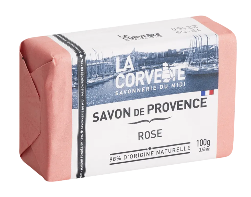 LA CORVETTE Rose, Savon de Provence, 100g French Soaps UK