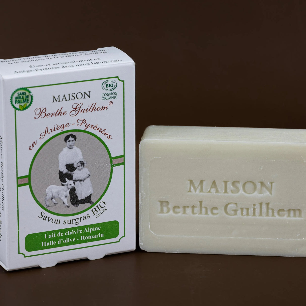 MAISON BERTHE GUILHEM Rosemary & Olive Oils | Organic Alpine Goat's Milk | 100g French Soaps UK