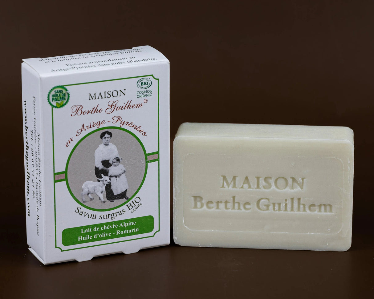 MAISON BERTHE GUILHEM Rosemary & Olive Oils | Organic Alpine Goat's Milk | 100g French Soaps UK