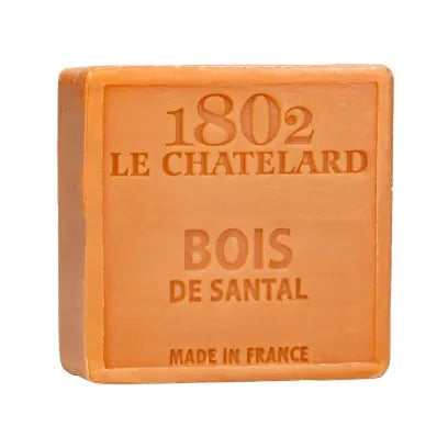 LE CHATELARD 1802 Sandalwood Marseille Soap. 72% Coconut, Olive and Almond Oil, 100g | PALM FREE French Soaps UK