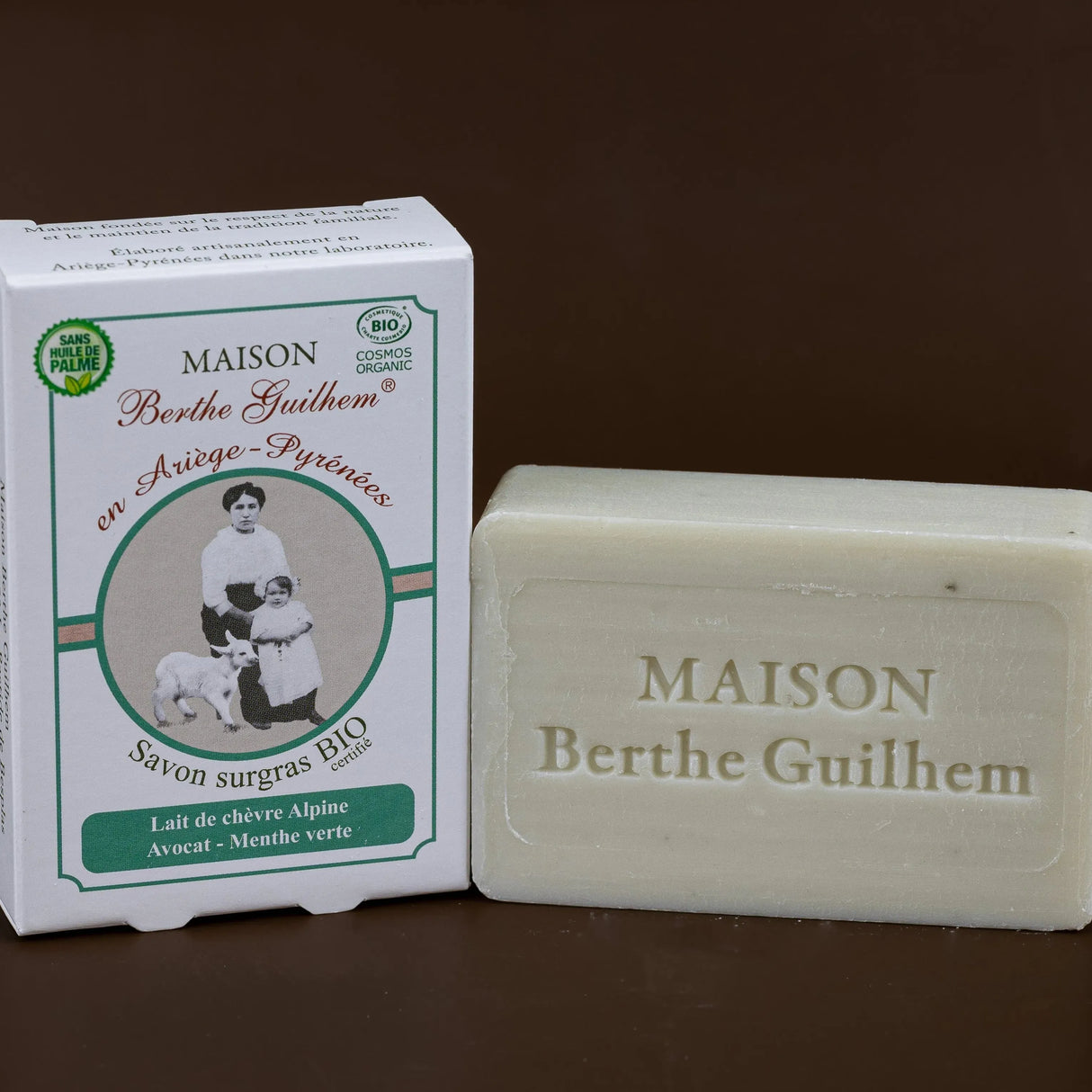 MAISON BERTHE GUILHEM Spearmint & Avocado Oils | Organic Alpine Goats Milk | 100g French Soaps UK