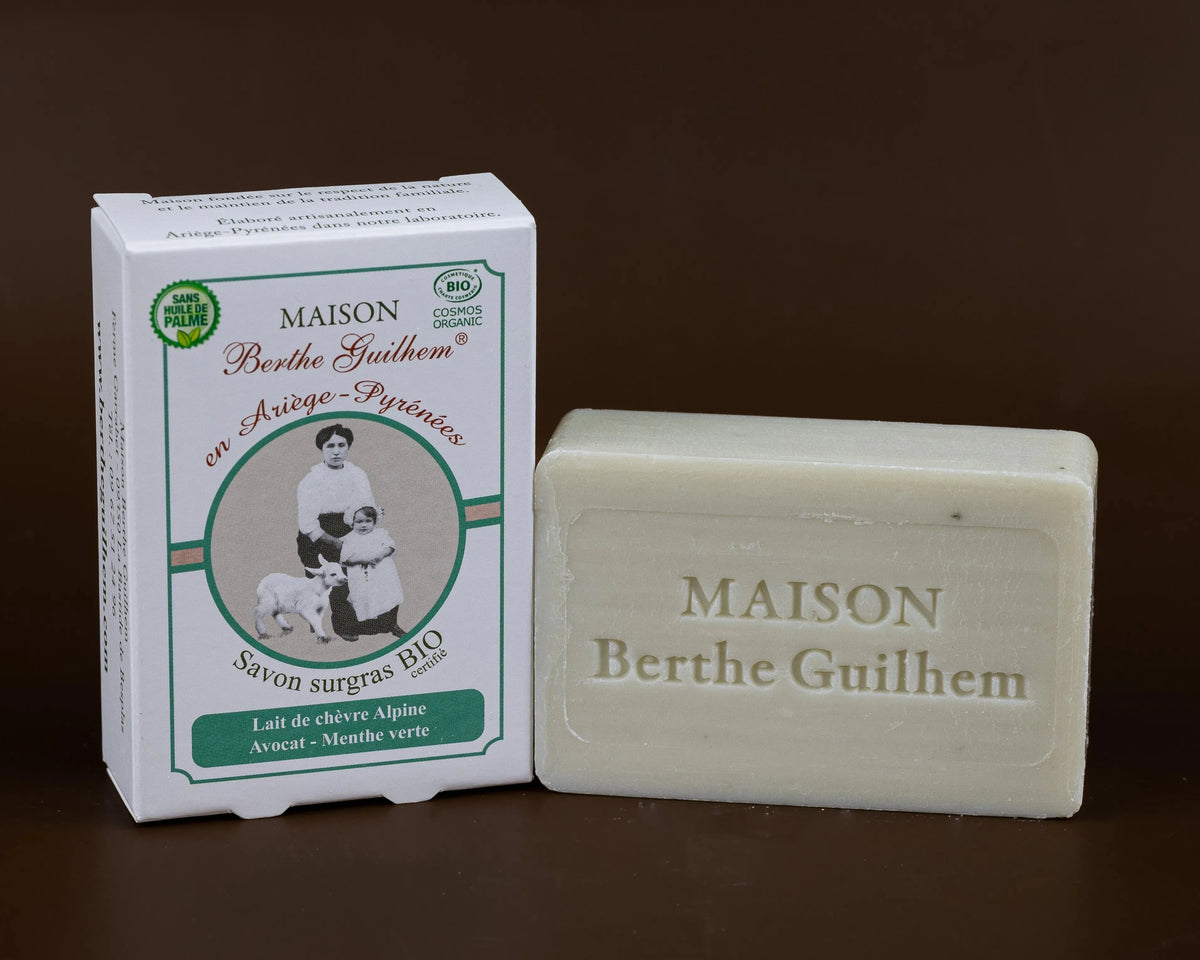 MAISON BERTHE GUILHEM Spearmint & Avocado Oils | Organic Alpine Goats Milk | 100g French Soaps UK