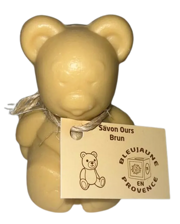BLEU JAUNE Teddy Bear shaped Soap, Honey Fragrance,  enriched with Organic Shea Butter | 150g French Soaps UK