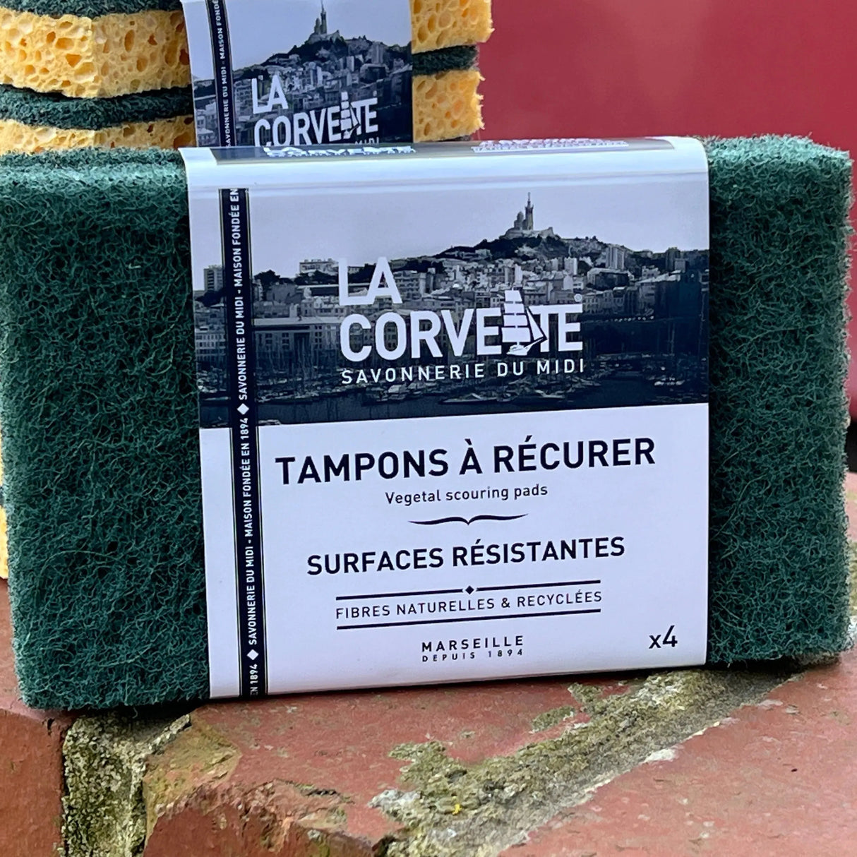 LA CORVETTE Tough Scouring Sponge, 4 Pack French Soaps UK