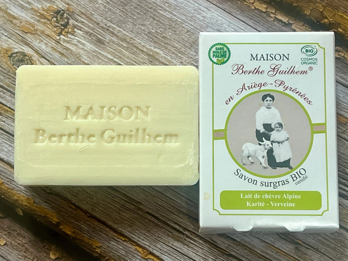 MAISON BERTHE GUILHEM Verbena Oil & Shea Butter | Organic Alpine Goat's Milk | 100g French Soaps UK