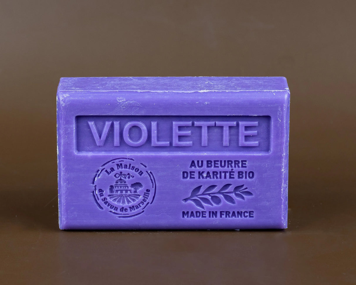 La Maison du Savon de Marseille Violet, French Soap with organic Shea Butter 125g French Soaps UK