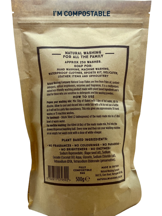 THE NATURAL WASHING COMPANY Yorkshire Natural Soap Flakes - Rapeseed, 500G French Soaps UK