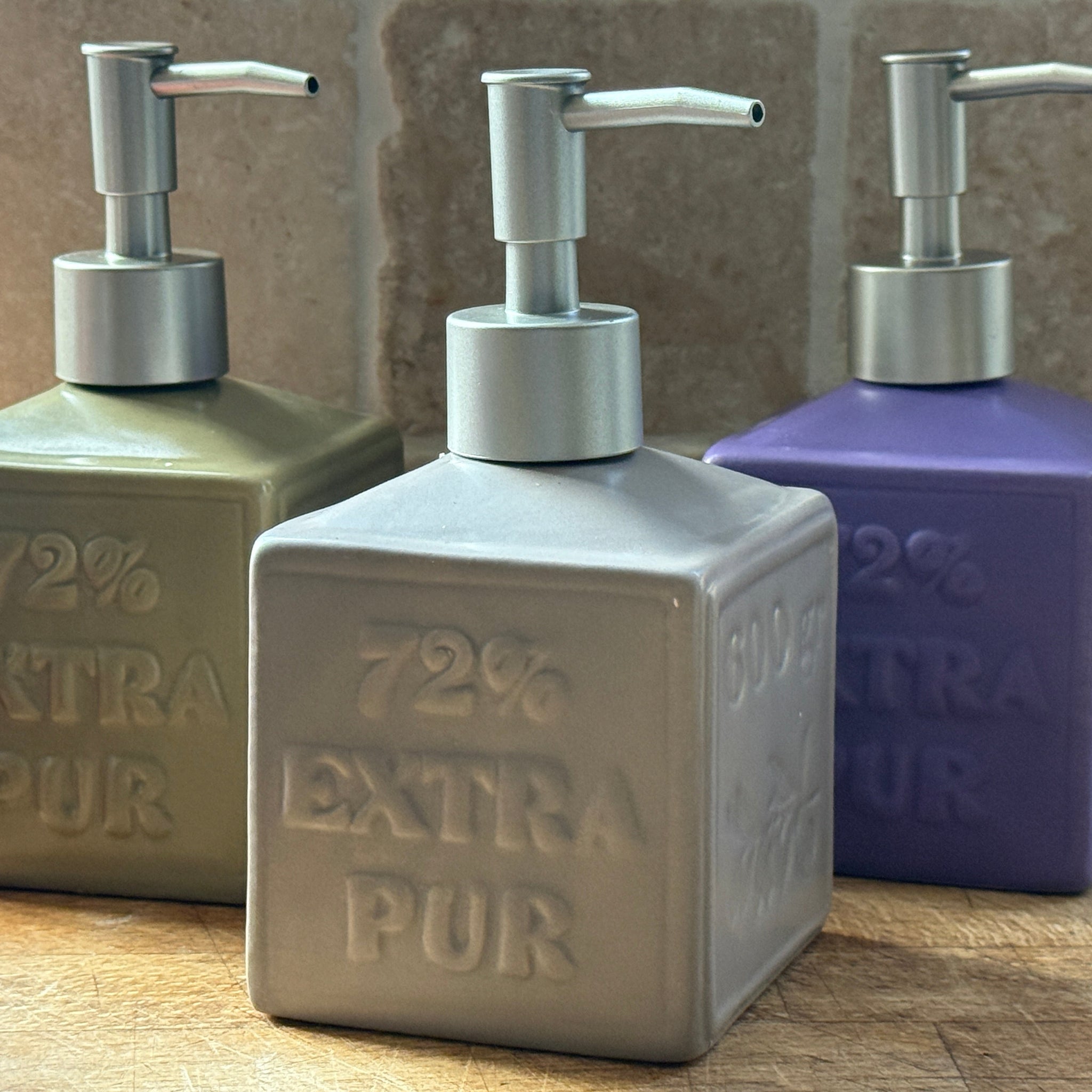 Refillable liquid soap dispenser – ceramic or glass bottle with pump for Marseille soap