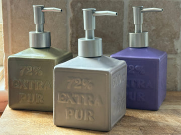 Refillable liquid soap dispenser – ceramic or glass bottle with pump for Marseille soap