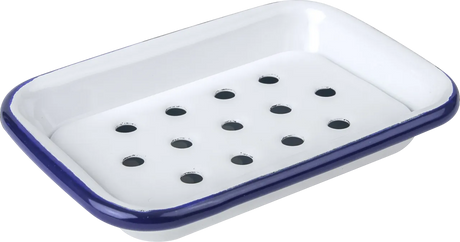 FALCON HOUSEWARES 2 Part Blue and White Enamel Soap Dish French Soaps UK