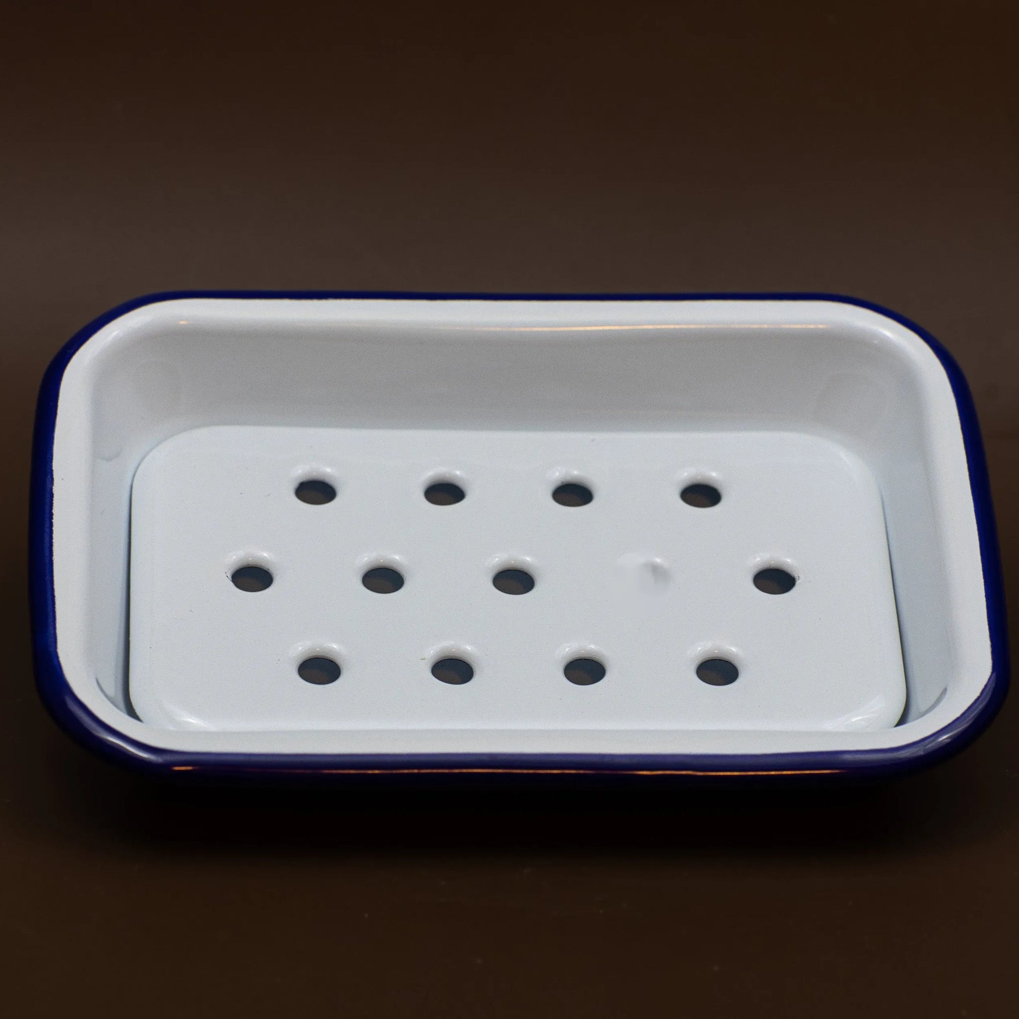FALCON HOUSEWARES 2 Part Blue and White Enamel Soap Dish French Soaps UK