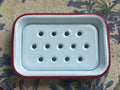 FALCON HOUSEWARES 2 Part Red and White Enamel Soap Dish French Soaps UK
