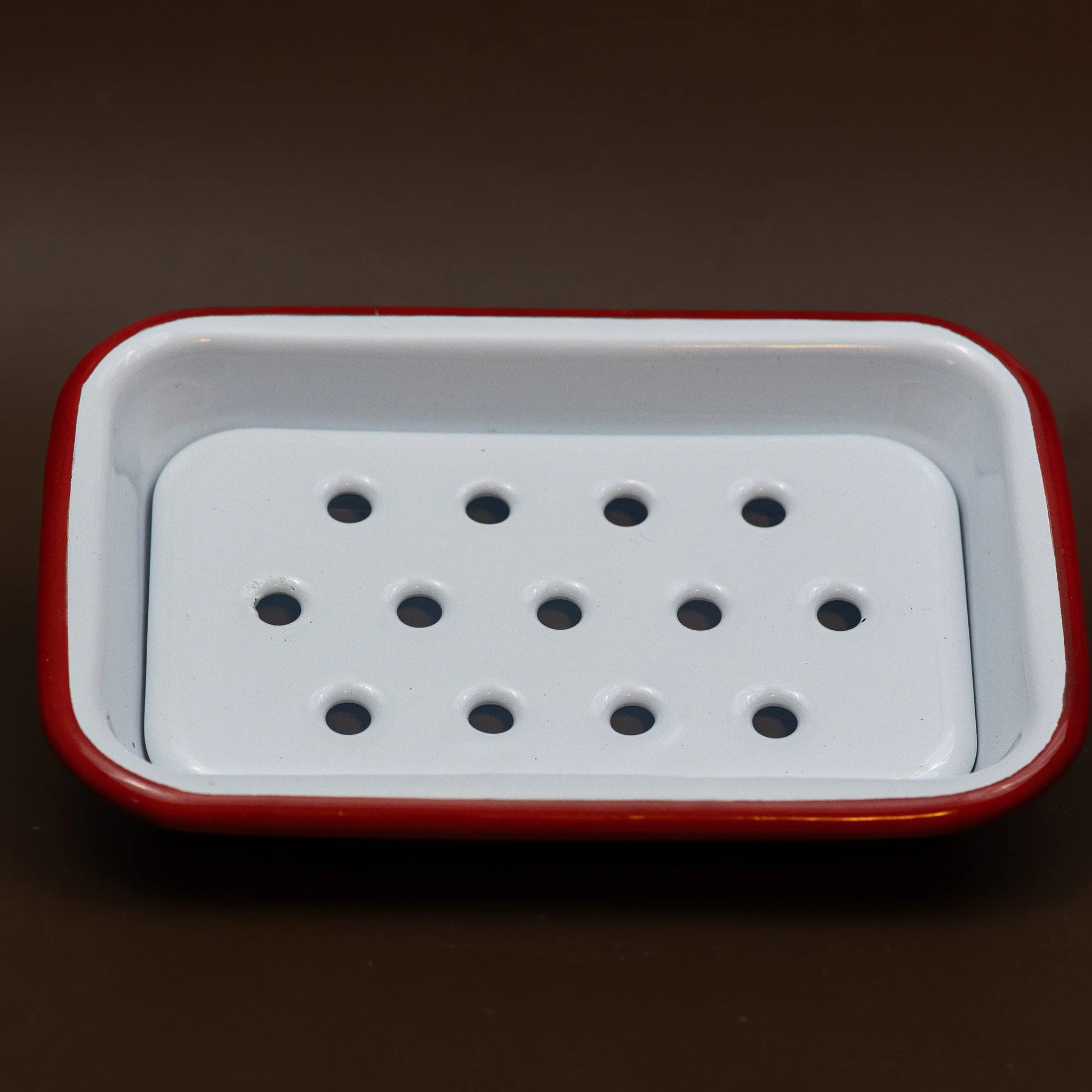 FALCON HOUSEWARES 2 Part Red and White Enamel Soap Dish French Soaps UK
