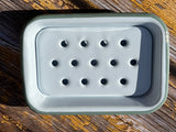 FALCON HOUSEWARES 2 Part Sage and White Enamel Soap Dish French Soaps UK