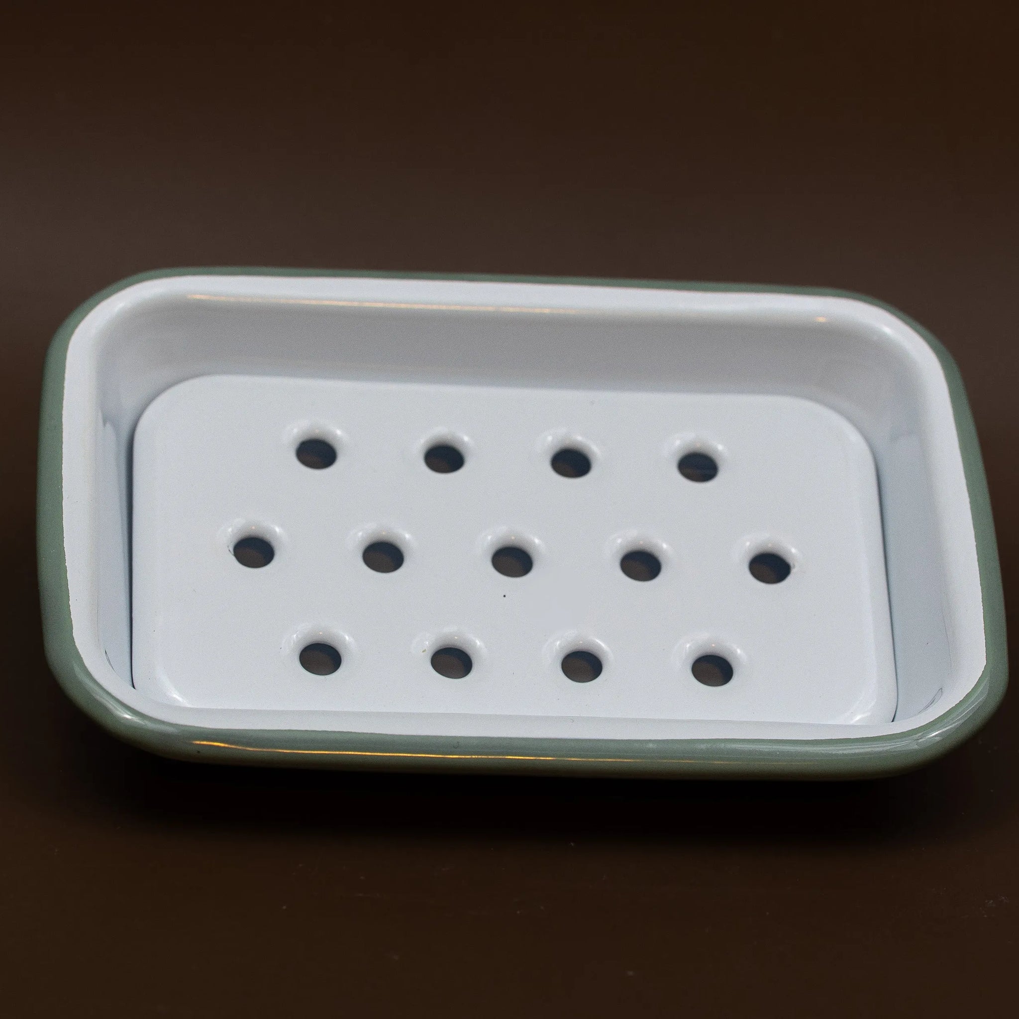 FALCON HOUSEWARES 2 Part Grey and White Enamel Soap Dish French Soaps UK