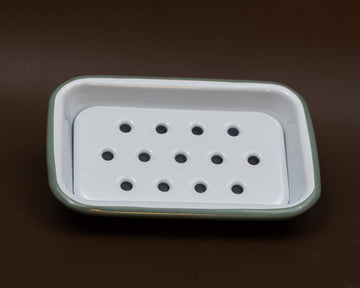 FALCON HOUSEWARES 2 Part Grey and White Enamel Soap Dish French Soaps UK