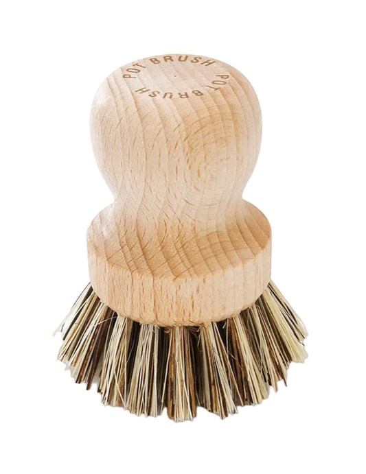 Beechwood Pot Brush with Natural Plant Fibre Bristles