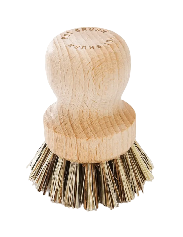 Beechwood Pot Brush with Natural Plant Fibre Bristles