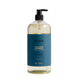 Bottle of Marseille Liquid Soap with a blue label on a white background