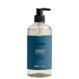 Clear bottle with blue label on a white background