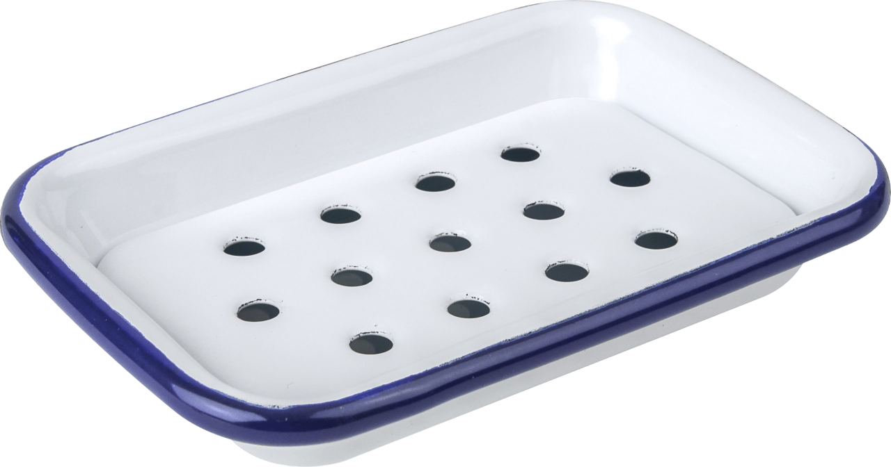 2 Part Blue and White Enamel Soap Dish