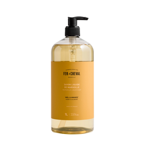 Bottle of Fér ç Cheval Marseille Liquid Soap on a white background