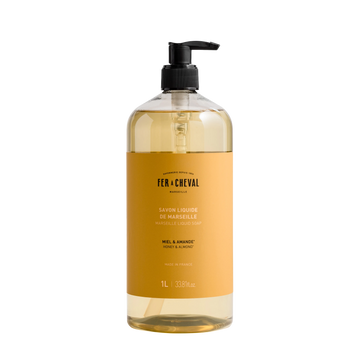 Bottle of Fér ç Cheval Marseille Liquid Soap on a white background