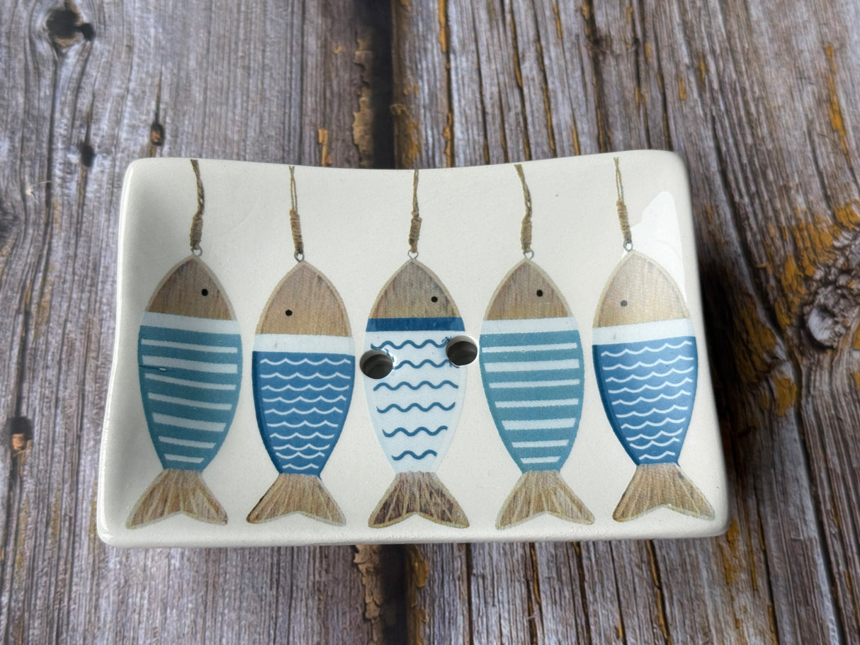 'Fishes' Rectangle Ceramic Soap Dish