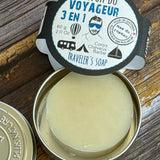 Mens Soap for Shaving, Body & Hair - Travel Tin - 60g