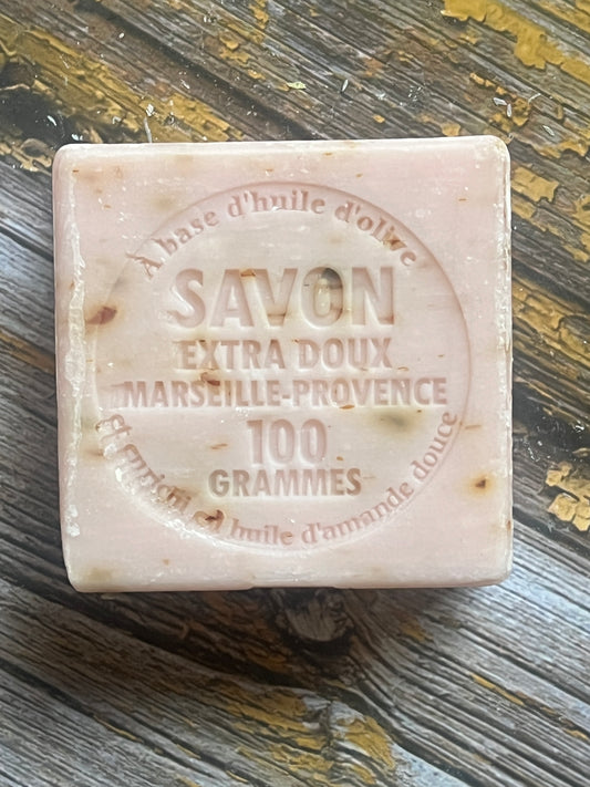 Rose Petal Exfoliating Marseille Soap, 72% Coconut, Olive and Almond Oil, 100g |  PALM FREE