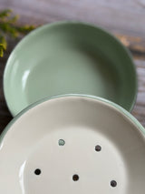 Sage & White 2 Part Round Enamel Soap Dish
