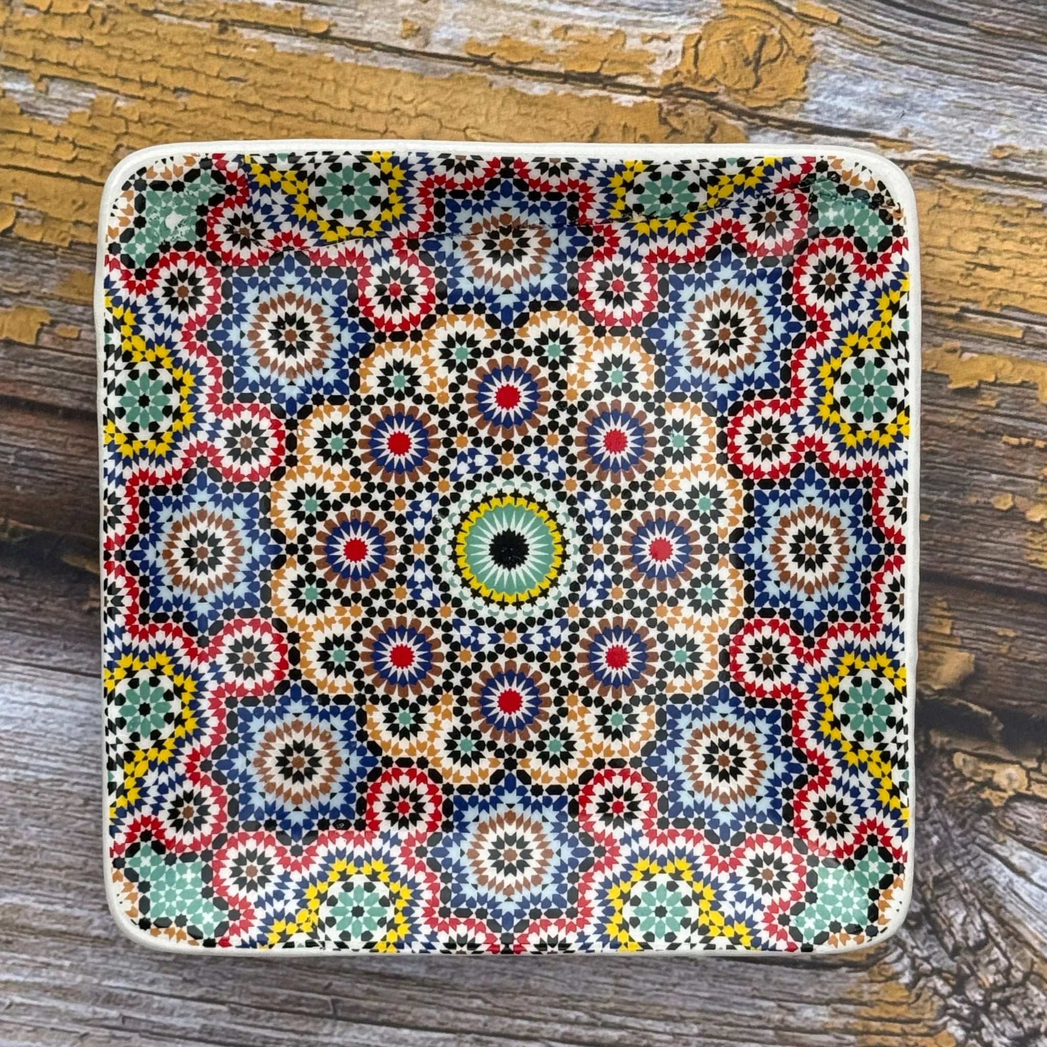 Multi-colour Mosaic Square Soap Dish-Bastide & Olivier-FrenchSoaps