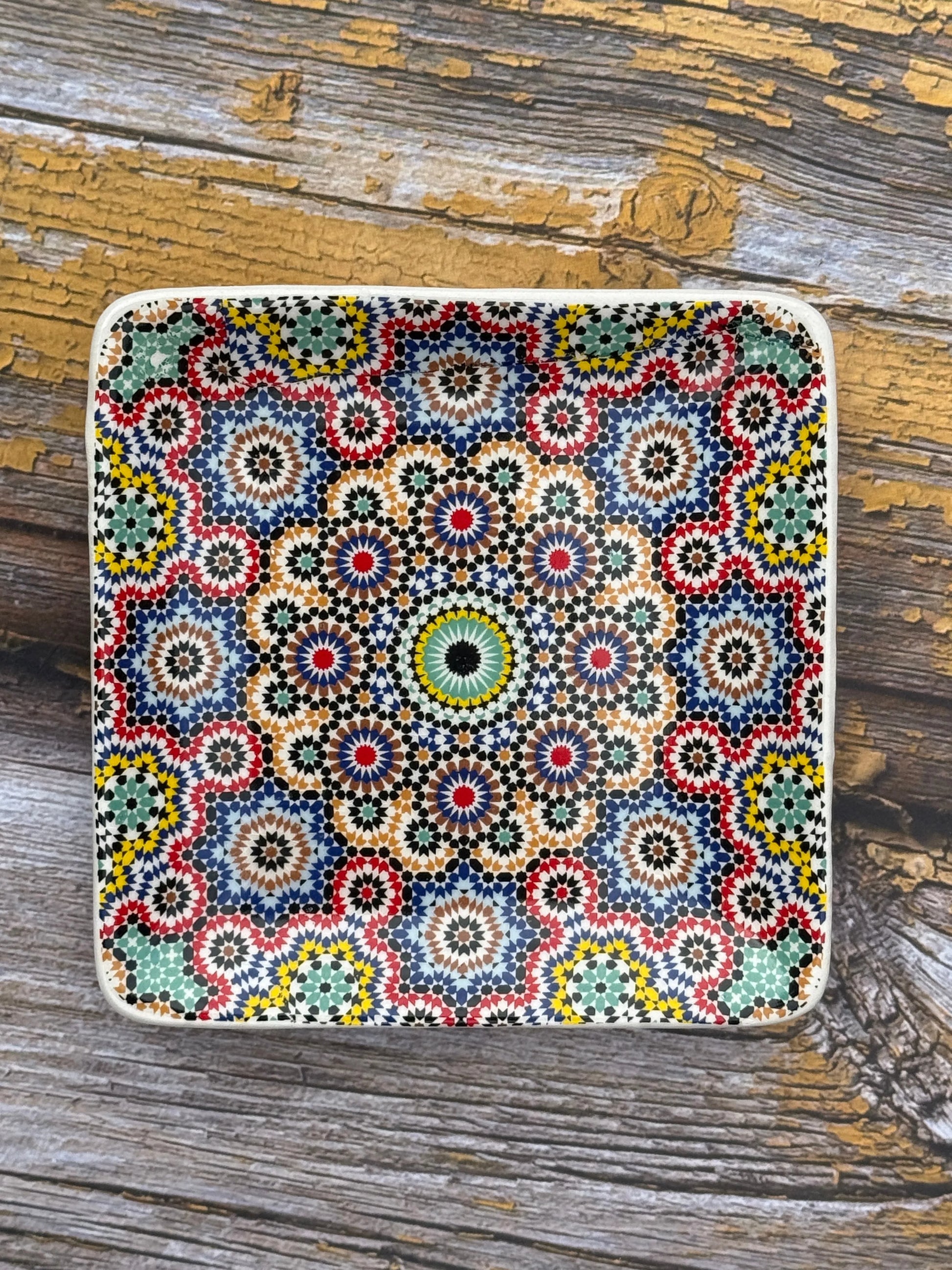 Multi-colour Mosaic Square Soap Dish-Bastide & Olivier-FrenchSoaps