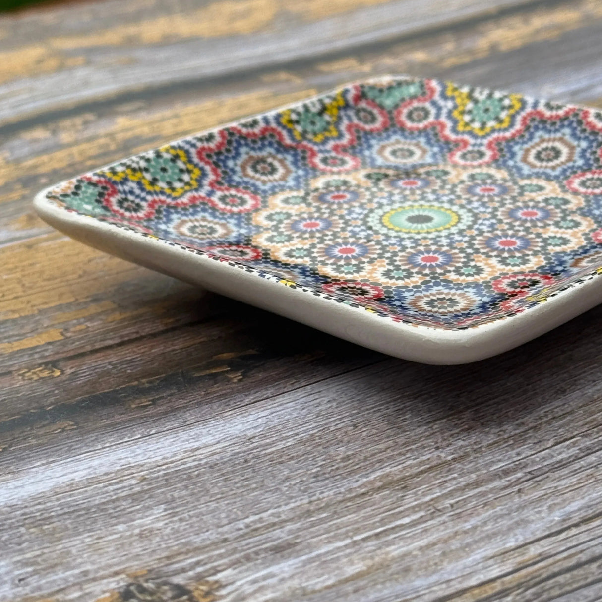 Multi-colour Mosaic Square Soap Dish-Bastide & Olivier-FrenchSoaps