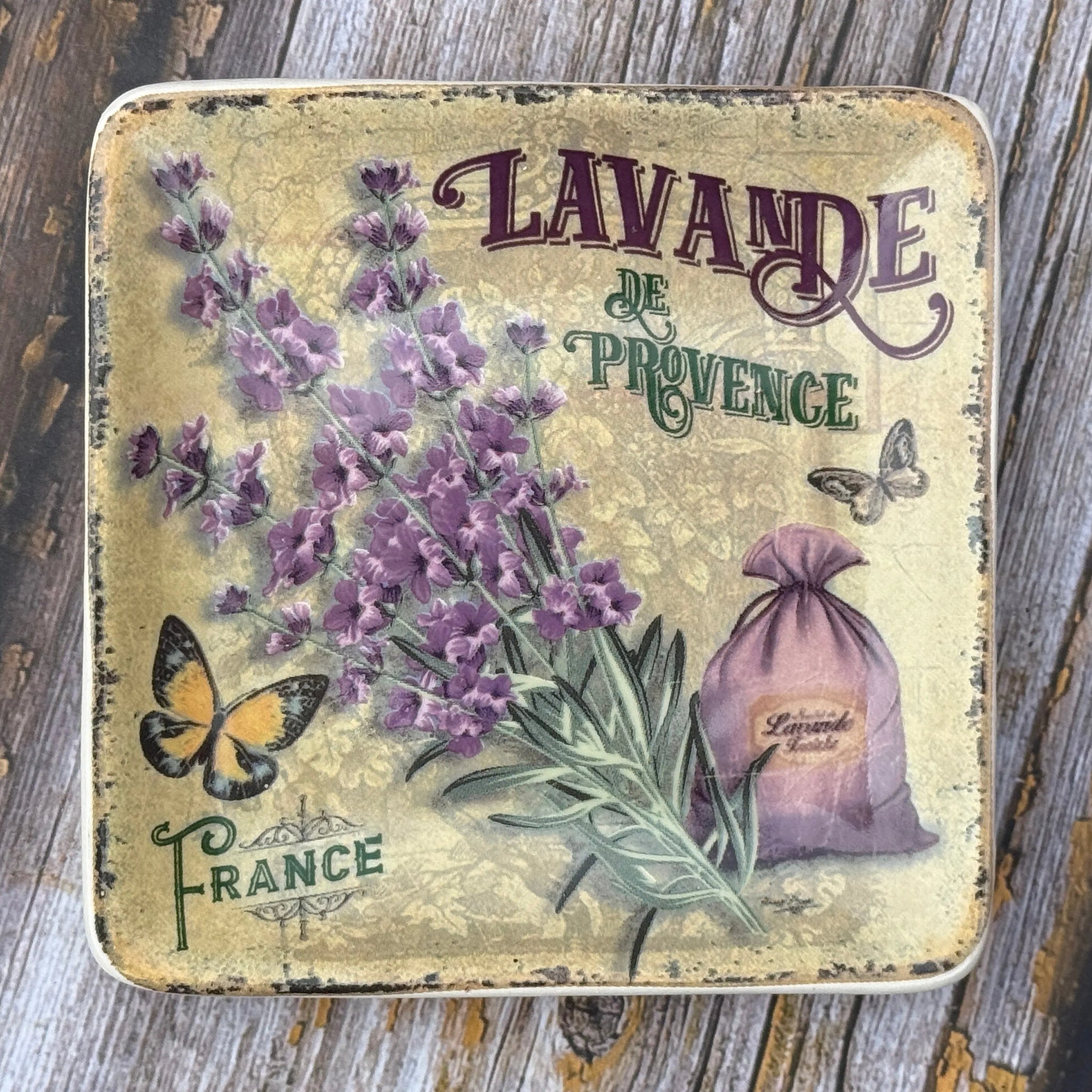 Vintage Lavender Square Soap Dish-Bastide & Olivier-FrenchSoaps