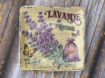Vintage Lavender Square Soap Dish-Bastide & Olivier-FrenchSoaps