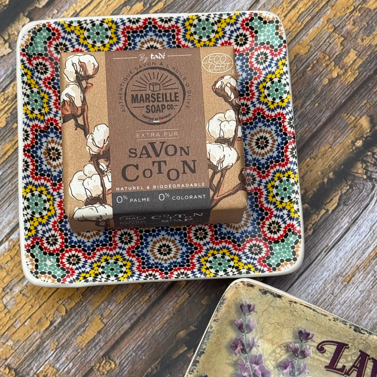 Multi-colour Mosaic Square Soap Dish-Bastide & Olivier-FrenchSoaps