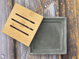 Square 2 part Cement Soap Dish with Bamboo-Bastide & Olivier-FrenchSoaps