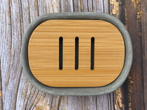 Oval 2 part Cement Soap Dish with Bamboo-Bastide & Olivier-FrenchSoaps