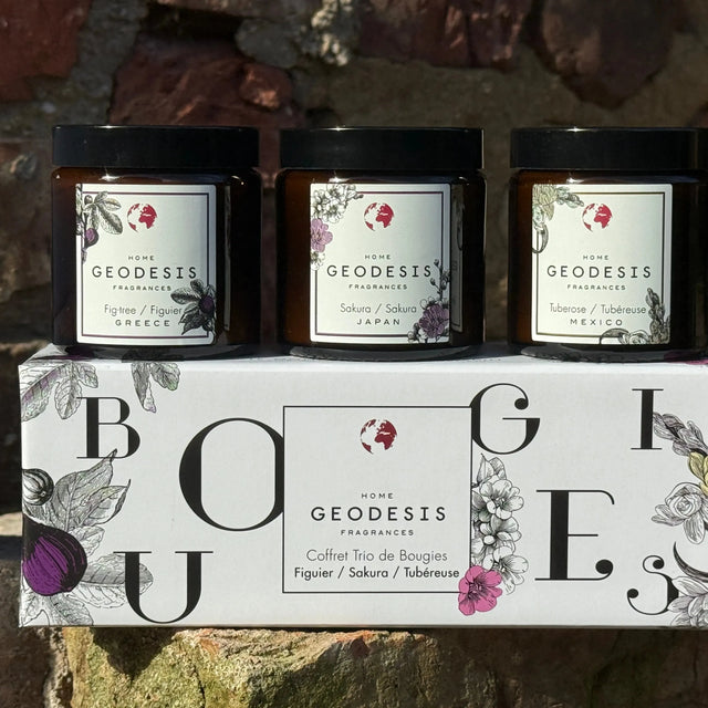 Boxed Candle Trio: Fig, Tuberose, Sakura-GEODESIS-FrenchSoaps