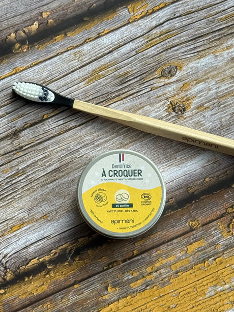 Organic Toothpaste Tablets with Flouride | Lemon | 60 tablets