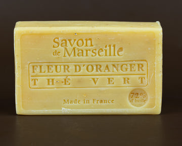 Exfoliating Orange Blossom Savon de Provence, enriched with Green Tea Leaves & Sweet Almond Oil | 100g