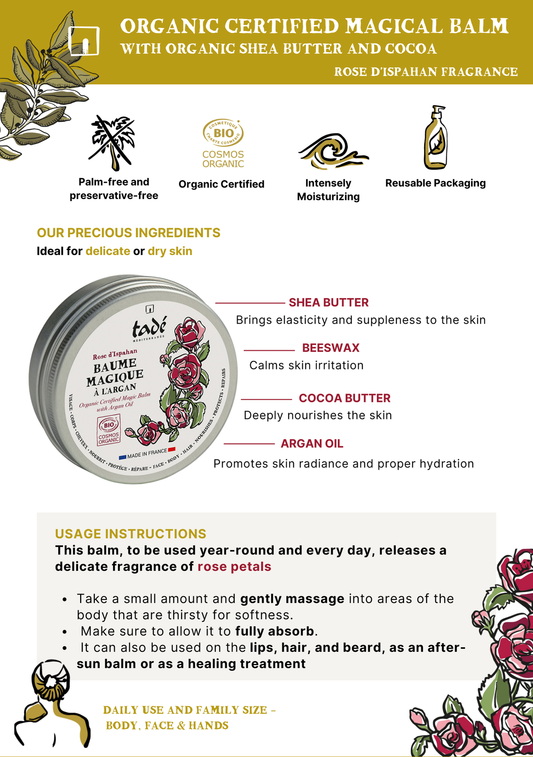 "Magic' Balm with Atlas Argan Oil, Shea Butter and Cocao | Rose | 50ml