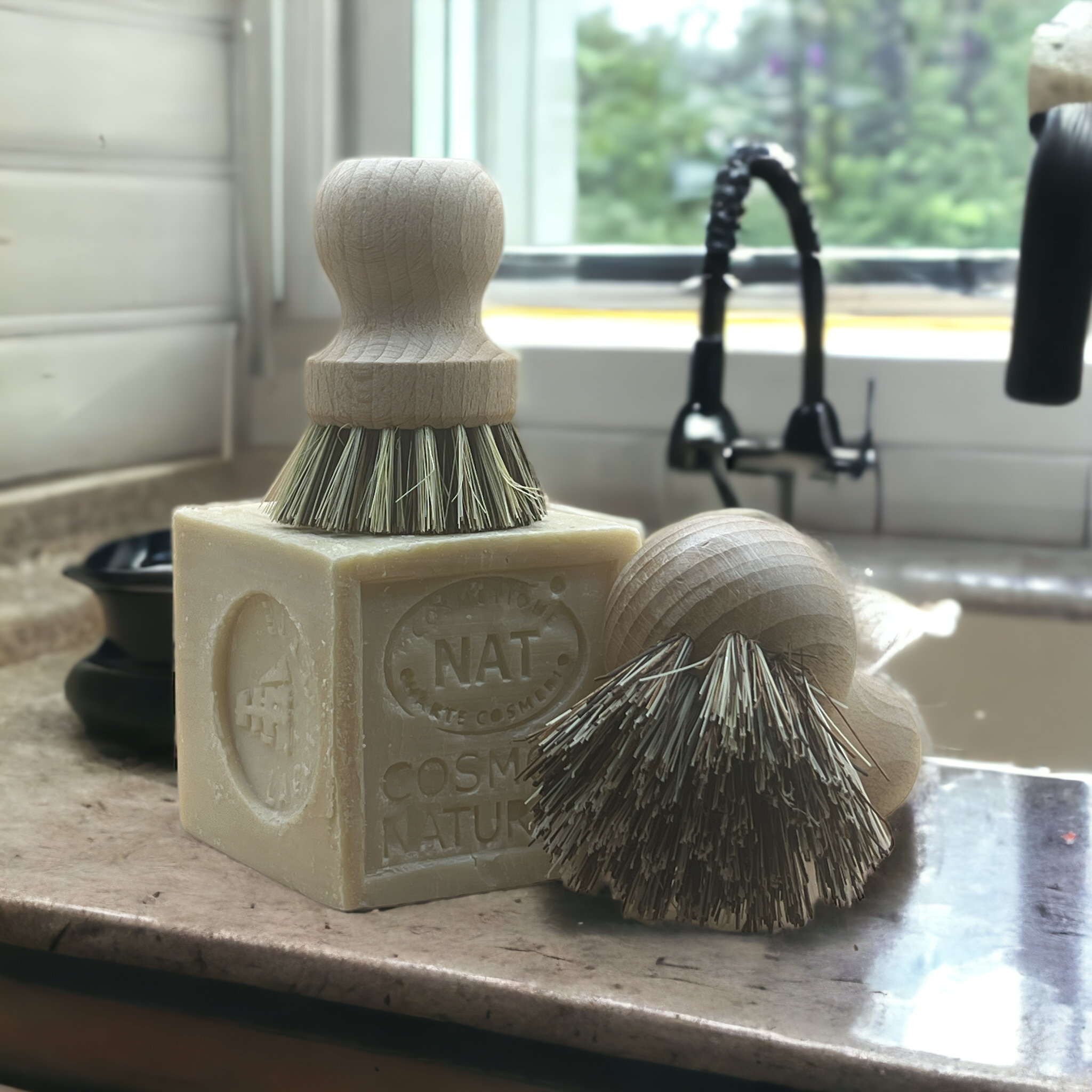 Beechwood Handle Pot Brush with Plant Fibre Bristles - 0