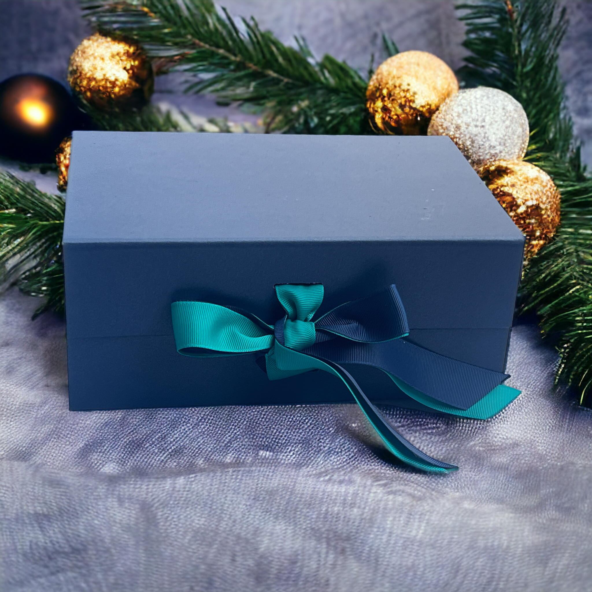 French Navy Blue Gift Box & Ribbons