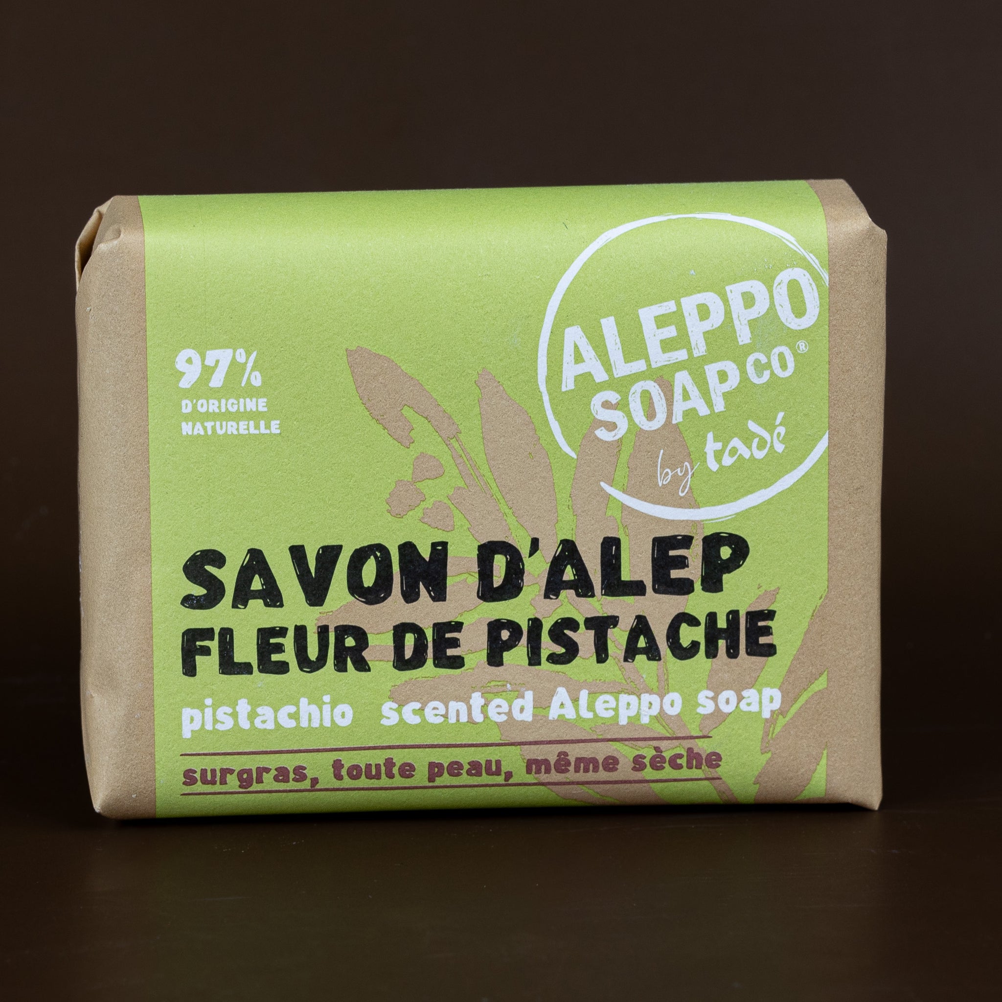 Pistachio Flower Fragranced Aleppo Soap, for dry and intolerant skin | 100g